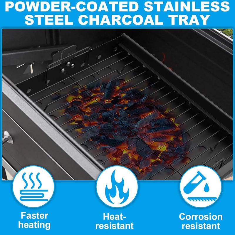 LS'BABQ Stretchable 15-28 Inches Charcoal Tray Replacement Parts for Pit Boss Memphis I, Expert 24, Chargriller PS9900 2190, 6500, 6800, 8500 Grill Basket Pan for Smoke Hollow 47183T-21 - Image 4